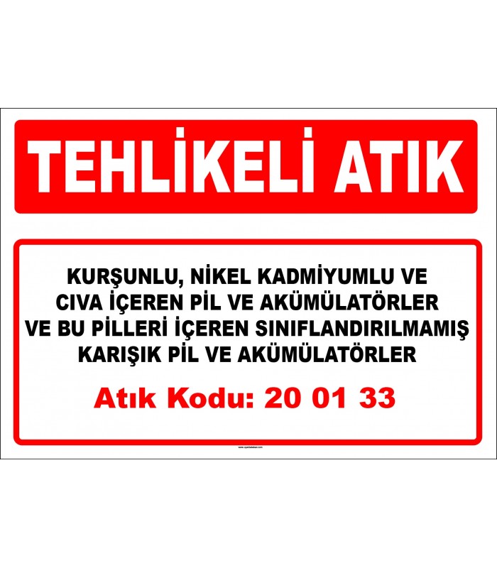 A 200133 - Pil ve akümülatörler ve bu pilleri içeren sınıflandırılmamış karışık pil ve akümülatörler