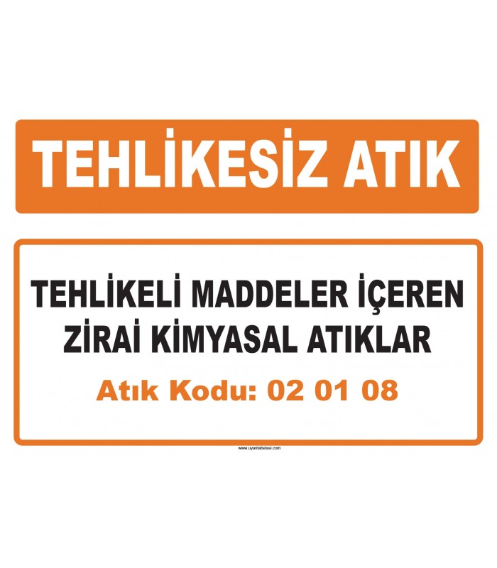 MA 020108 - Tehlikeli maddeler içeren zirai kimyasal atıklar