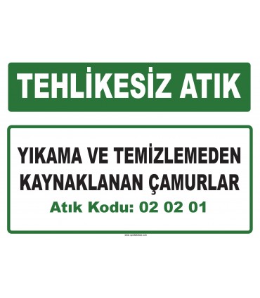 A 020201 - Yıkama ve temizlemeden kaynaklanan çamurlar