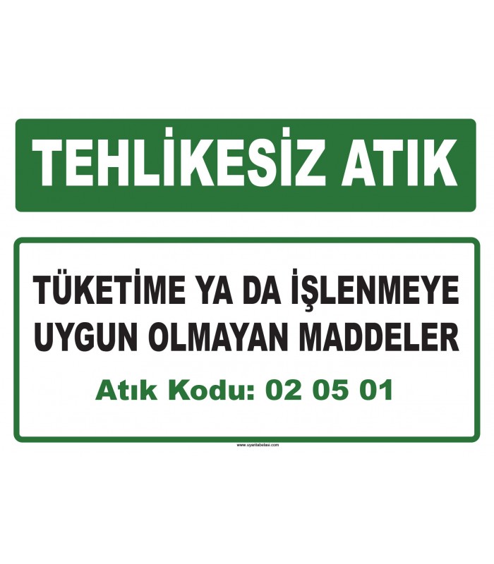 A 020501 - Tüketime ya da işlenmeye uygun olmayan maddeler