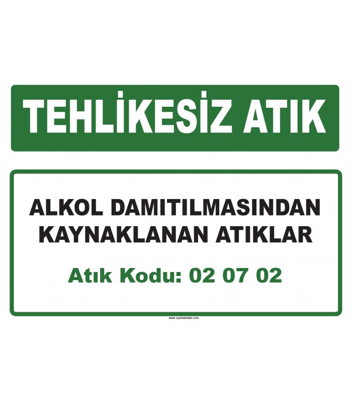 A 020702 - Alkol damıtılmasından kaynaklanan atıklar