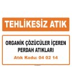 MA040214 - Organik çözücüler içeren perdah atıkları