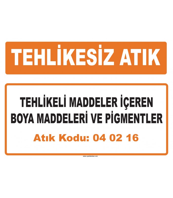 MA 040216 - Tehlikeli maddeler içeren boya maddeleri ve pigmentler