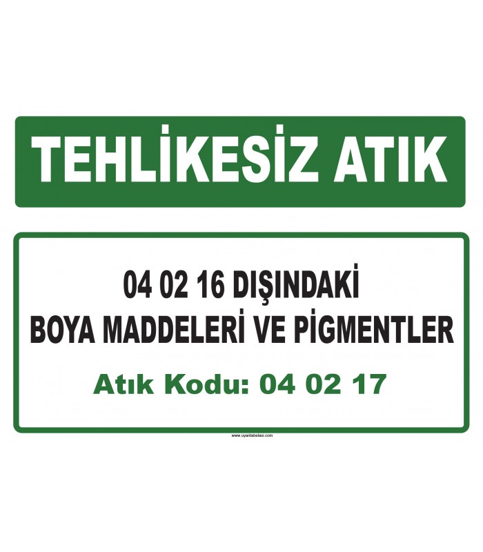 A 040217 - 04 02 16 dışındaki boya maddeleri ve pigmentler