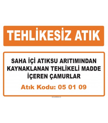 MA 050109 - Saha içi atıksu arıtımından kaynaklanan tehlikeli madde içeren çamurlar