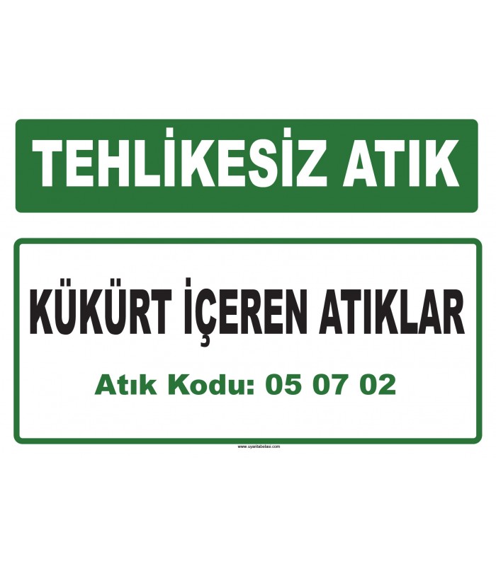 A 050702 - Kükürt içeren atıklar