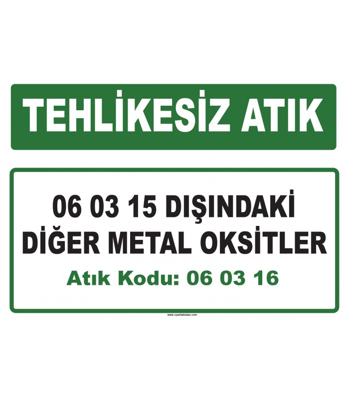 A 060316 - 06 03 15 dışındaki diğer metal oksitler