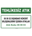 A060603 - 06 06 02 dışındaki kükürt bileşenlerini içeren atıklar