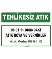 A080112 - 08 01 11 dışındaki atık boya ve vernikler