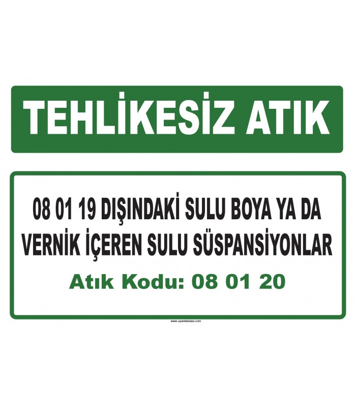 A 080120 - 08 01 19 dışındaki sulu boya ya da vernik içeren sulu süspansiyonlar