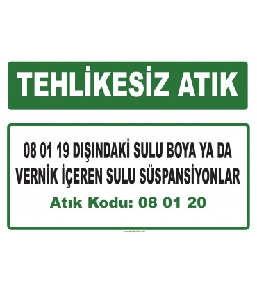 A 080120 - 08 01 19 dışındaki sulu boya ya da vernik içeren sulu süspansiyonlar