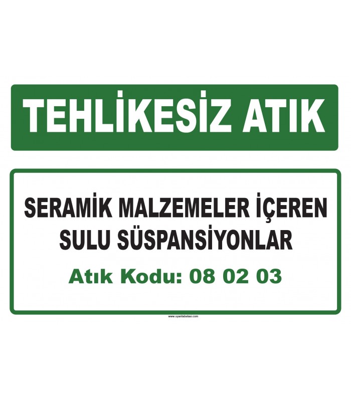 A 080203 - Seramik malzemeler içeren sulu süspansiyonlar
