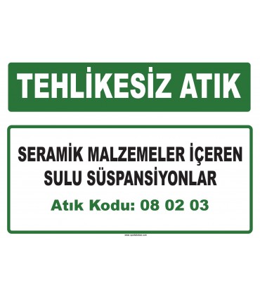 A 080203 - Seramik malzemeler içeren sulu süspansiyonlar