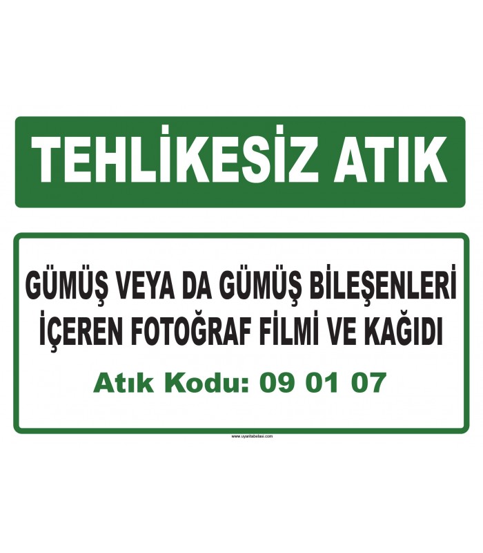 A 090107 - Gümüş veya da gümüş bileşenleri içeren fotoğraf filmi ve kağıdı