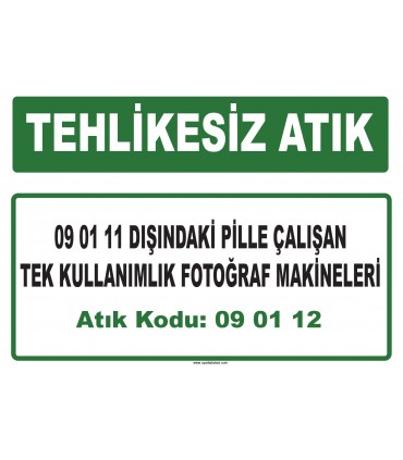 A 090112 - 09 01 11 dışındaki pille çalışan tek kullanımlık fotoğraf makineleri