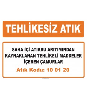 MA 100120 - Saha içi atıksu arıtımından kaynaklanan tehlikeli maddeler içeren çamurlar