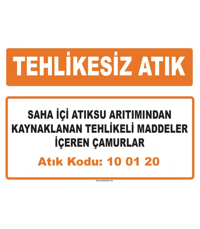 MA 100120 - Saha içi atıksu arıtımından kaynaklanan tehlikeli maddeler içeren çamurlar