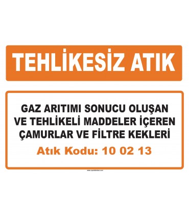 MA 100213 - Gaz arıtımı sonucu oluşan ve tehlikeli maddeler içeren çamurlar ve filtre kekleri
