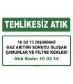 A100214 - 10 02 13 dışındaki gaz arıtımı sonucu oluşan çamurlar ve filtre kekleri