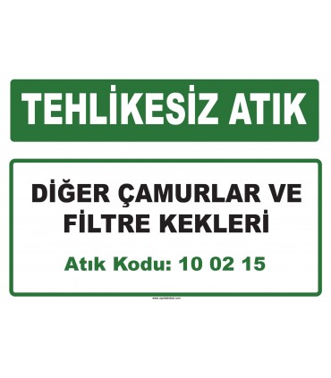 A 100215 - Diğer çamurlar ve filtre kekleri