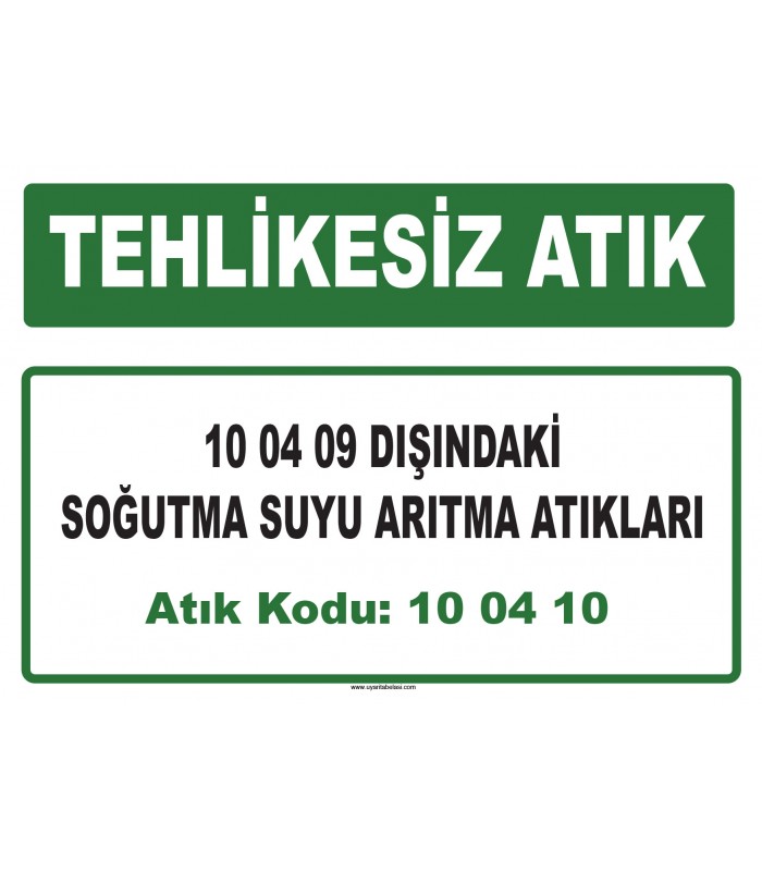 A 100410 - 10 04 09 dışındaki soğutma suyu arıtma atıkları
