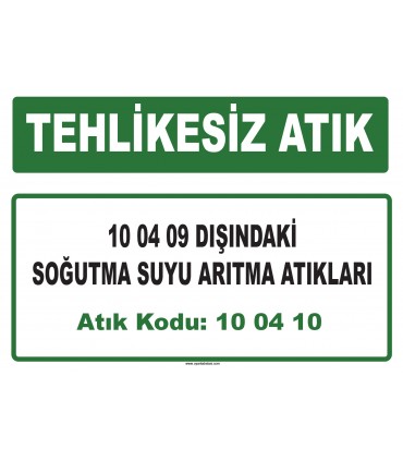 A 100410 - 10 04 09 dışındaki soğutma suyu arıtma atıkları