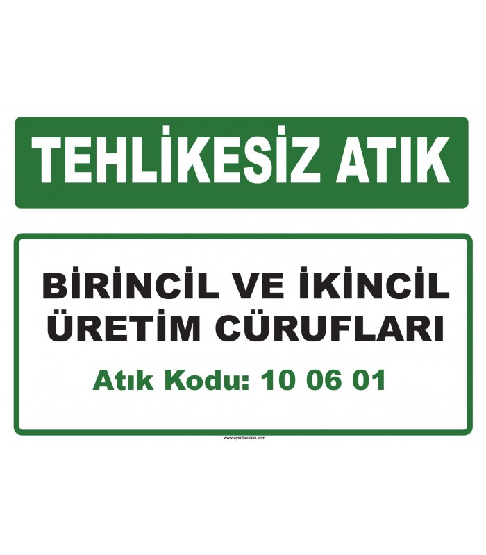 A 100601 - Birincil ve ikincil üretim cürufları
