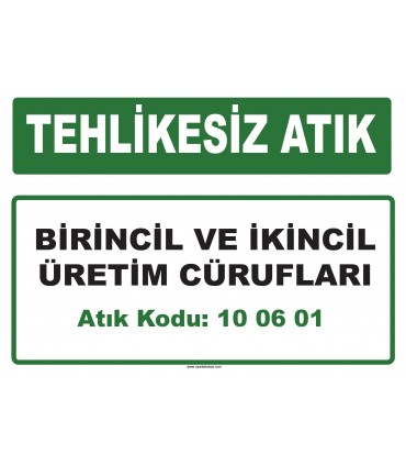A 100601 - Birincil ve ikincil üretim cürufları
