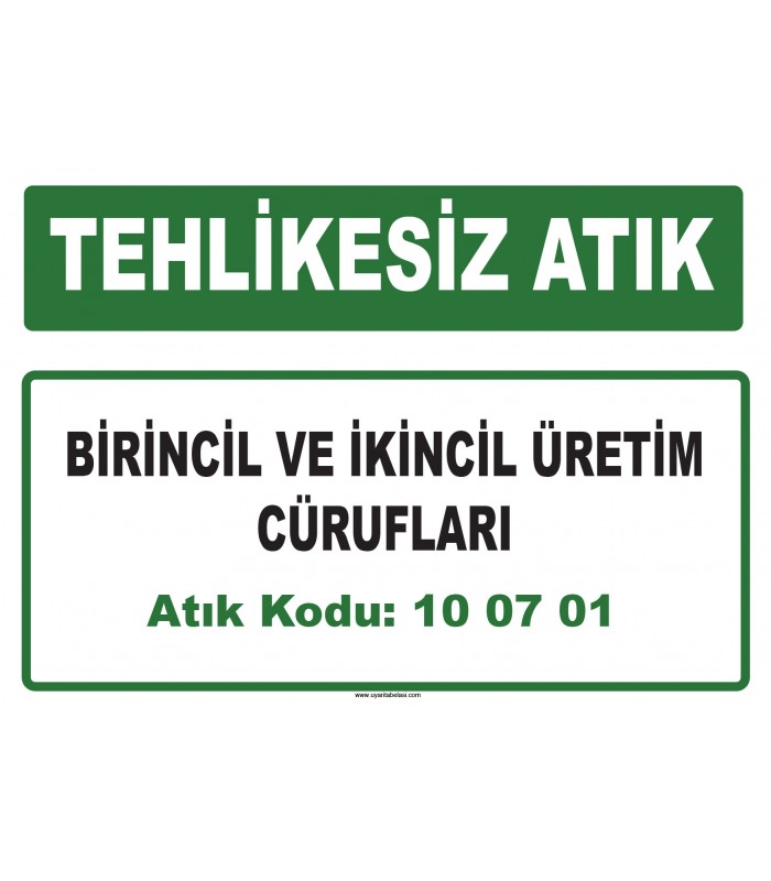 A 100701 - Birincil ve ikincil üretim cürufları