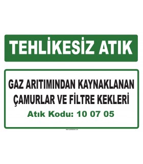 A 100705 - Gaz arıtımından kaynaklanan çamurlar ve filtre kekleri