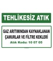A100705 - Gaz arıtımından kaynaklanan çamurlar ve filtre kekleri
