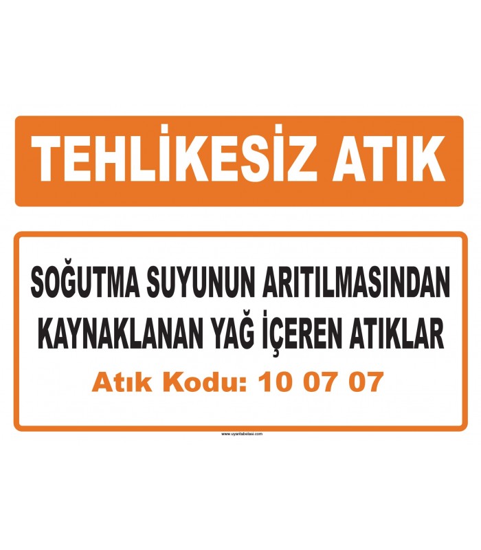 MA 100707 - Soğutma suyunun arıtılmasından kaynaklanan yağ içeren atıklar