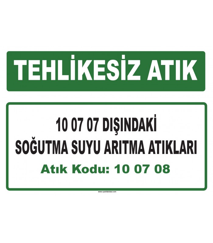 A 100708 - 10 07 07 dışındaki soğutma suyu arıtma atıkları