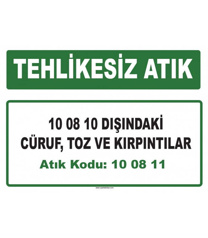 A 100811 - 10 08 10 dışındaki cüruf, toz ve kırpıntılar
