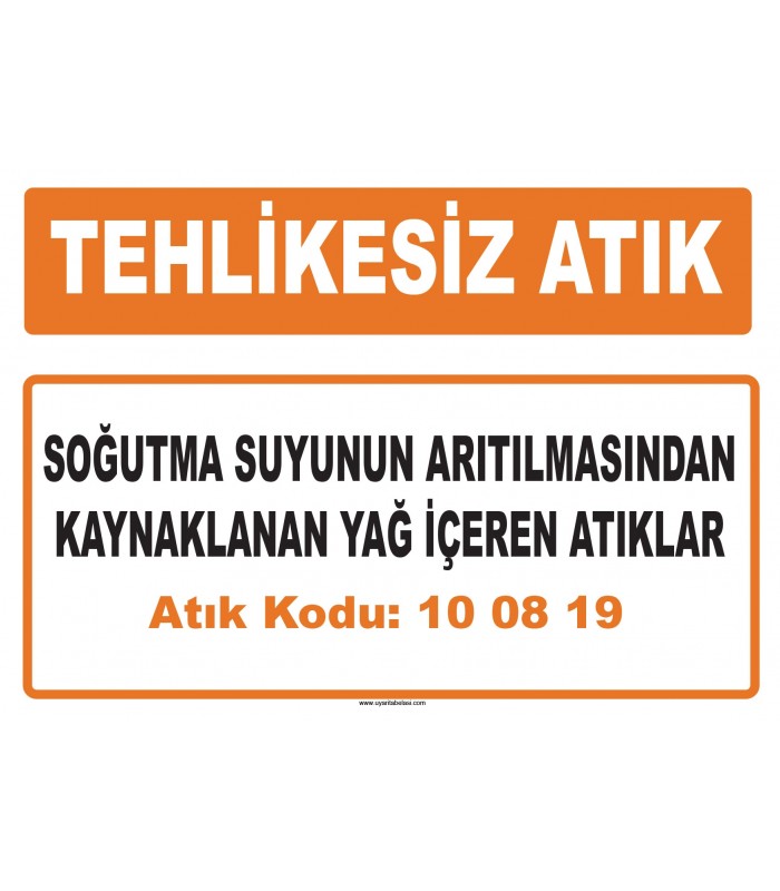MA 100819 - Soğutma suyunun arıtılmasından kaynaklanan yağ içeren atıklar
