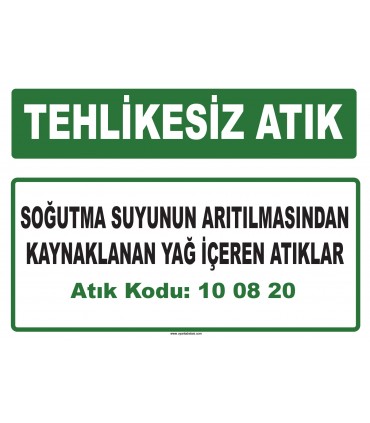 A 100820 - 10 08 19 dışındaki soğutma suyu arıtma atıkları