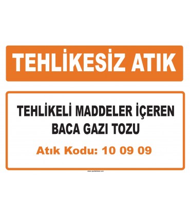 MA 100909 - Tehlikeli maddeler içeren baca gazı tozu