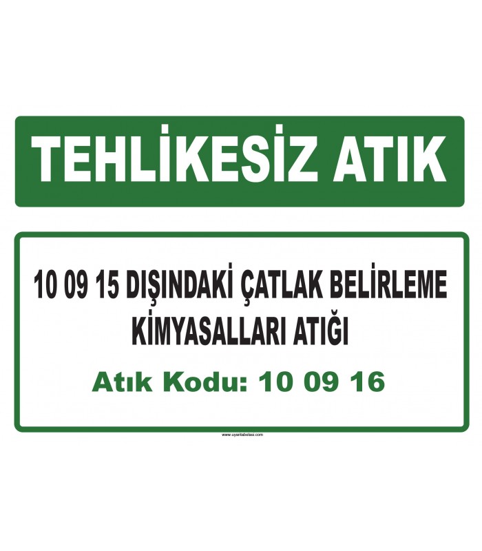 A 100916 - 10 09 15 dışındaki çatlak belirleme kimyasalları atığı