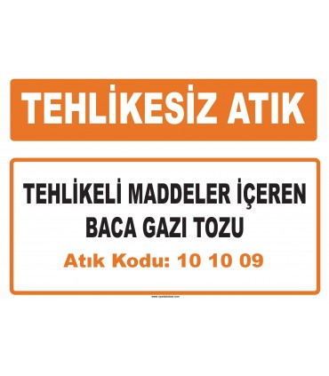 MA 101009 - Tehlikeli maddeler içeren baca gazı tozu