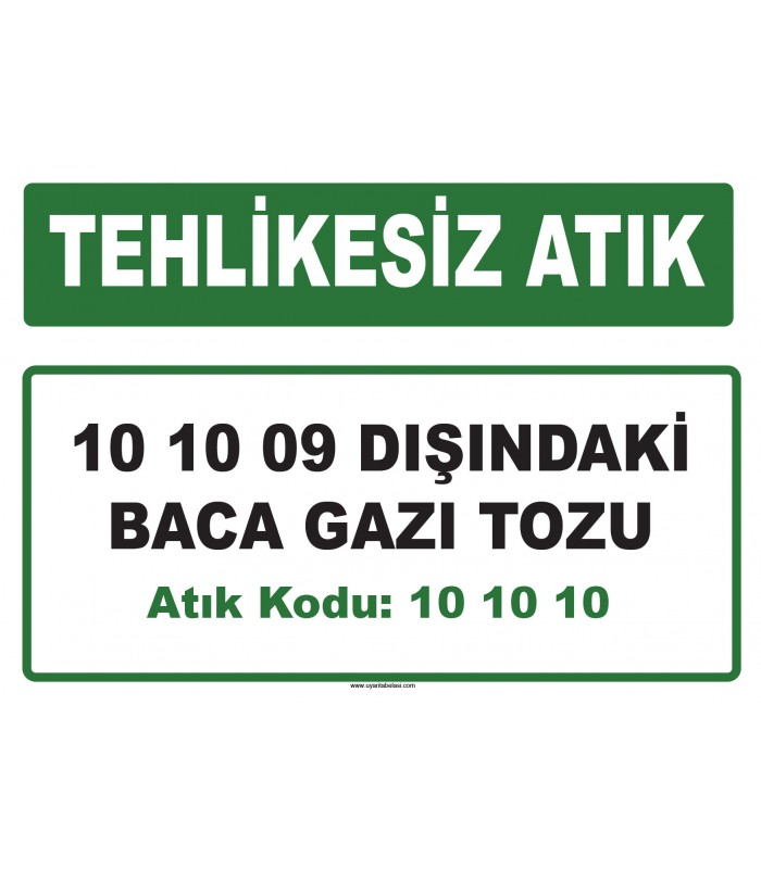 A 101010 - 10 10 09 dışındaki baca gazı tozu