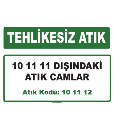A 101112 - 10 11 11 dışındaki atık camlar