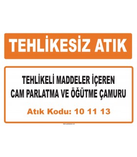 MA 101113 - Tehlikeli maddeler içeren cam parlatma ve öğütme çamuru