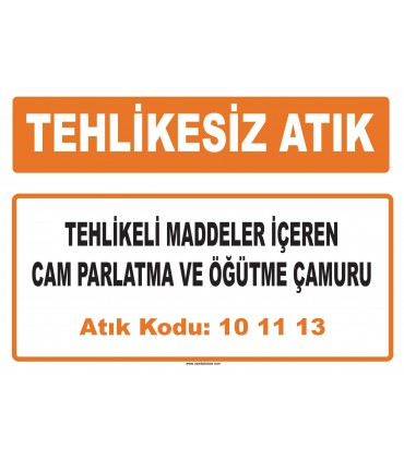 MA 101113 - Tehlikeli maddeler içeren cam parlatma ve öğütme çamuru