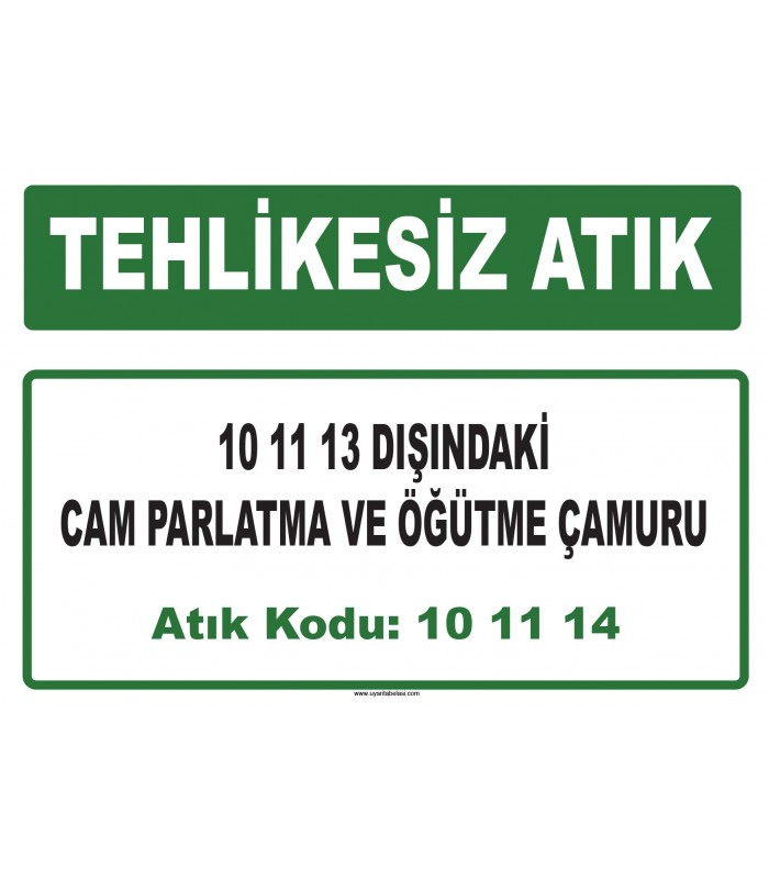 A 101114 - 10 11 13 dışındaki cam parlatma ve öğütme çamuru