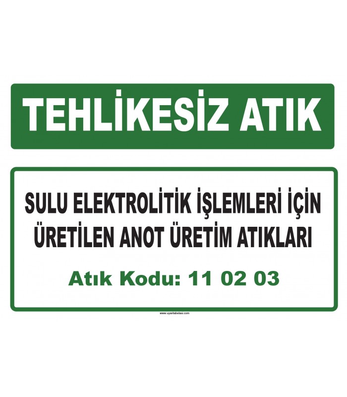A 110203 - Sulu elektrolitik işlemleri için üretilen anot üretim atıkları