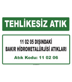 A 110206 - 11 02 05 dışındaki bakır hidrometalürjisi atıkları