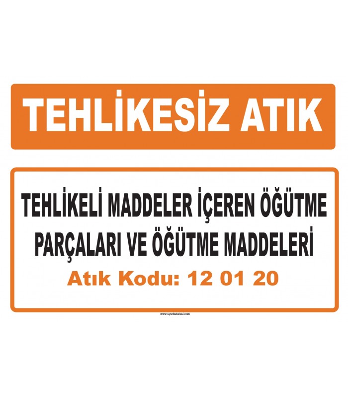 MA 120120 - Tehlikeli maddeler içeren öğütme parçaları ve öğütme maddeleri