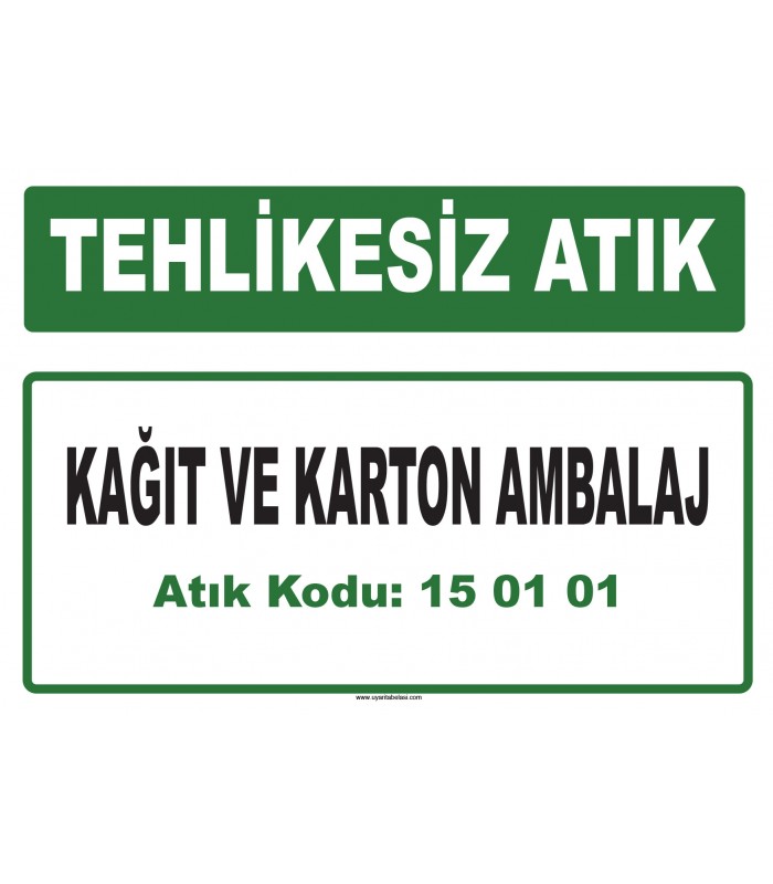 A 150101 - Kağıt ve karton ambalaj