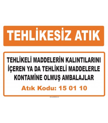 MA 150110 - Tehlikeli maddelerin kalıntılarını içeren ya da tehlikeli maddelerle kontamine olmuş ambalajlar