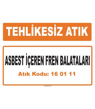 MA 160111 - Asbest içeren fren balataları